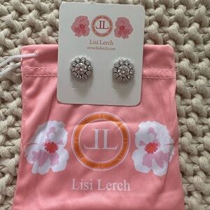 Lisi Lerch Amy Earrings Rhinestone Stud Silver Floral Earrings Amy Littleson
